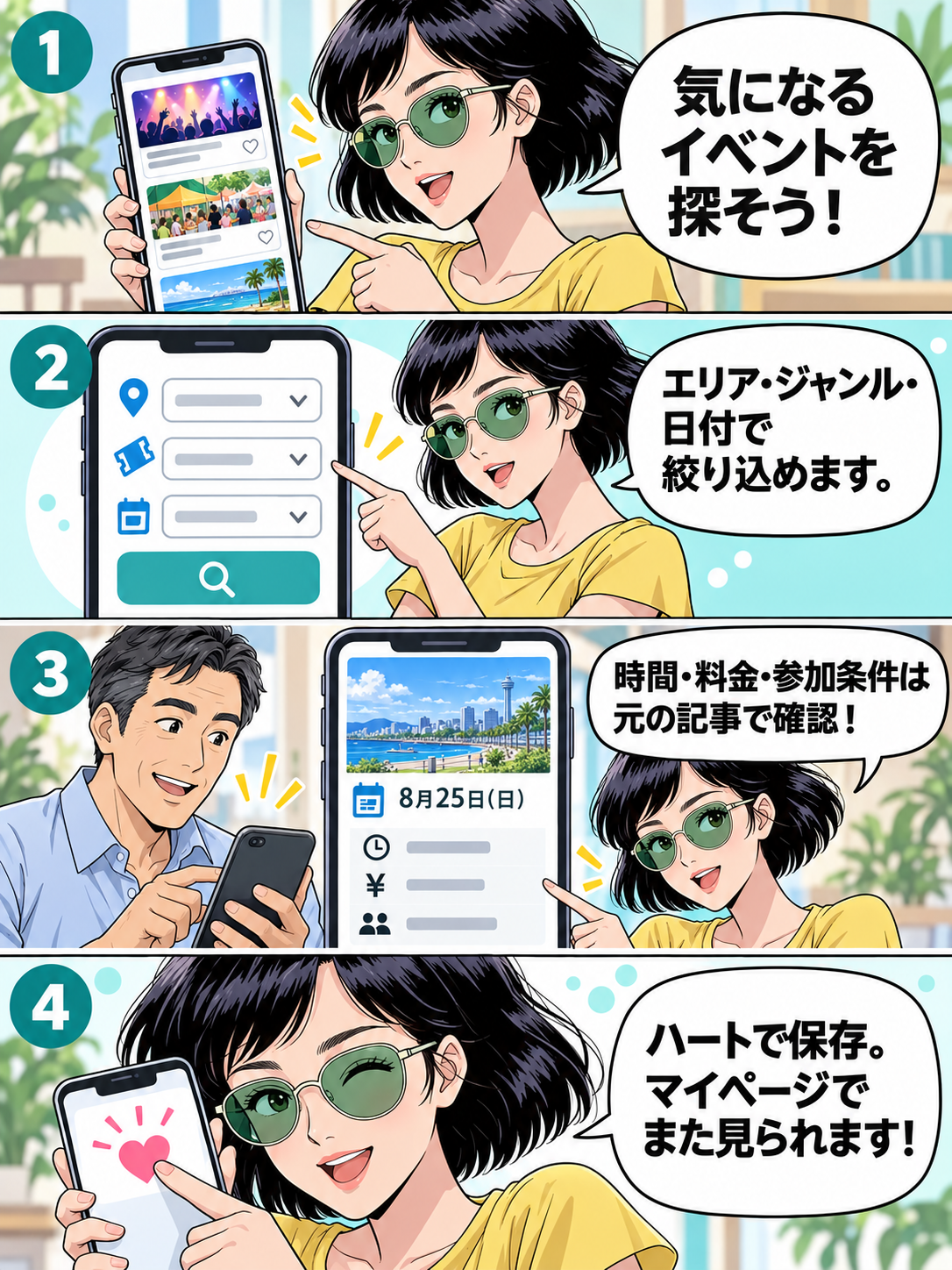 4コマ漫画：イベントを探す