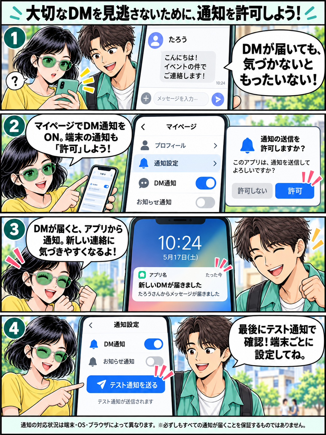 4コマ漫画：大切なDMを見逃さないために