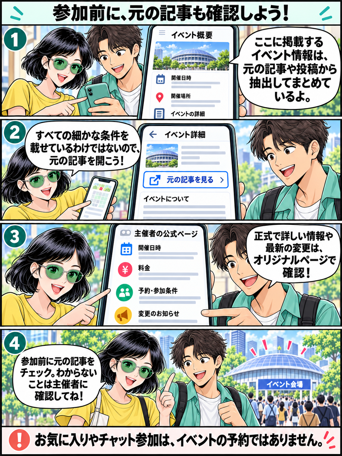 4コマ漫画：参加前に、元の記事も確認しよう！
